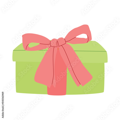 Modern hand drawn presetn gift box with bow shopping illustration. Trendy flat design for e-commerce retail projects. Simple vector art for digital and print use