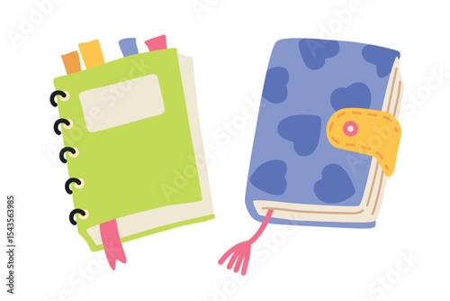 Back to school hand drawn notebook vector illustration for education, online learning, reading book, school and courses. International education day, teachers day concept art.