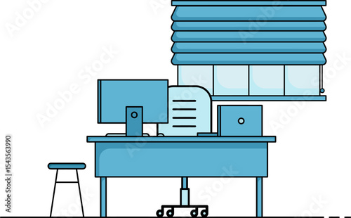 Workspace Productivity: A meticulously rendered illustration presents an uncluttered workspace, perfectly arranged to inspire and enhance focus and productivity.