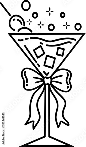Hand drawn fruit juice cocktail drink outline	
