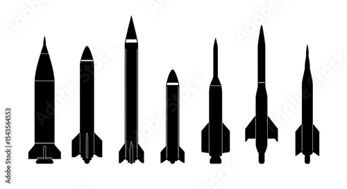 An Illustration of Different Types of Missiles and Rocket Technology Representing Development and Scientific Advancement Around the Globe