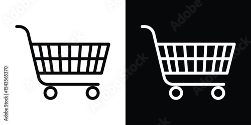 Shopping cart and check mark icon filled flat sign concept for web design.
