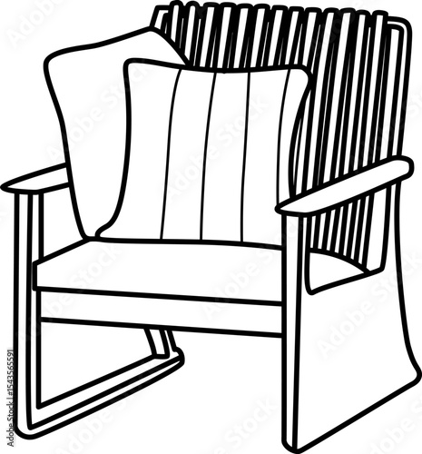 Chair Comfort: An illustrated chair exuding comfort and relaxation, complete with plush pillows, perfect for a cozy living space or peaceful retreat.