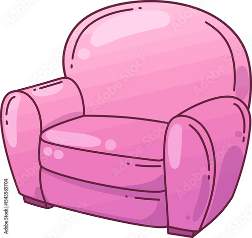 Pink Armchair: A charming illustration of a plush pink armchair, perfect for adding a touch of comfort and style to any living space.