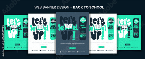 Back to School. Social media post template with typography of level up in back to school campaign