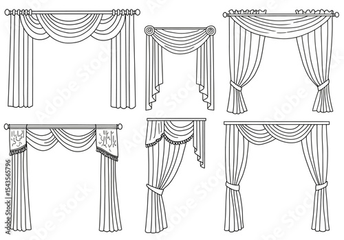 Illustrative Guide to Various Curtain Styles Window Coverings Drapes and Interior Design Elements for Home Decor Aesthetics and Enhancements