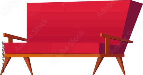 Red Sofa: A modern, red sofa, exuding a sense of comfort and contemporary design, stands as a focal point, promising relaxation and style.