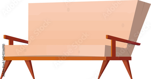 Retro Sofa Illustration: A minimalist illustration of a retro sofa, designed with clean lines, vintage charm, and a touch of mid-century modern flair. 