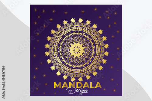 Creative modern mandala design with purple background. vector illustrator 