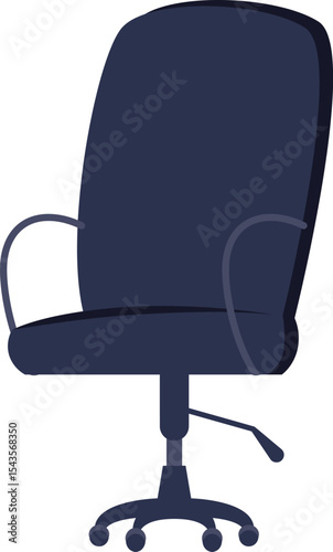 Office Chair Illustration: A sleek, modern office chair with a high back and adjustable settings, presented as a clean and simple illustration.