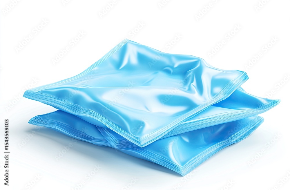 Obraz premium Stacked blue plastic pouches (1)