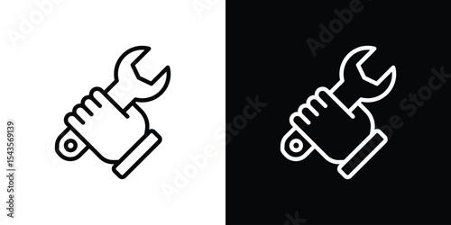 Spanner in hand icon filled flat sign concept for web design.