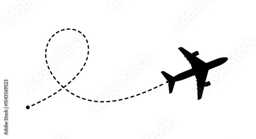 Airplane Flight Path Travel Route Icon