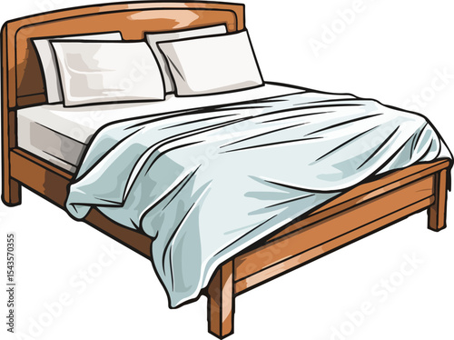 Cozy Bed: A neatly made bed, the epitome of comfort and relaxation, beckons with fresh linens and inviting pillows, ready for a peaceful night's sleep.