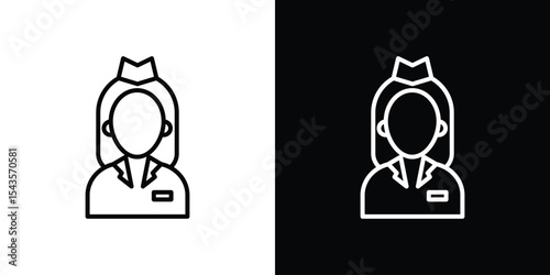 Stewardess icon filled flat sign concept for web design.