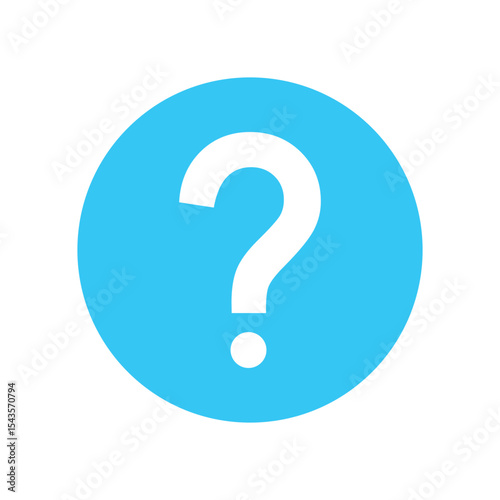 Question mark vector illustration. Blue flat design icon for information, guide, and manual book signs. Isolated on white background.
