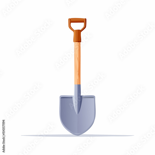 Vector illustration of a shovel isolated on a white background with shadow