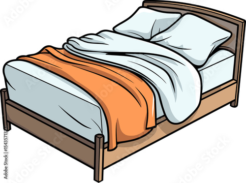 Cozy Bed: Capturing the essence of relaxation and comfort, this inviting image showcases a neatly made bed, complete with plush pillows and a warm blanket.