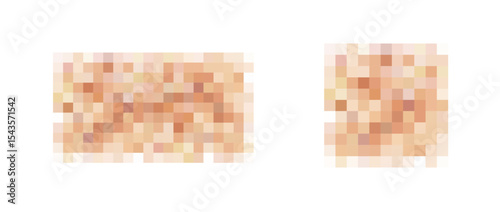 Censor blur effect texture isolated on white background. Blurry pixel color censorship elements. Vector nude skin tone pattern set
