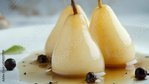 Animation of dessert poached pears 