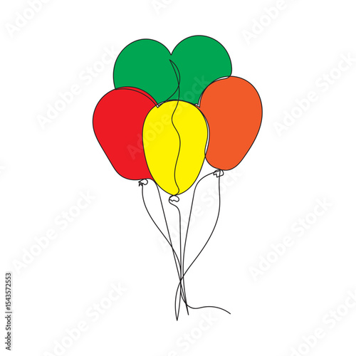 continuous line Balloon icon party balloon icon decoration birthday vector. Balloon black silhouette icon