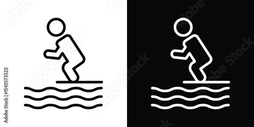 swimmer jumping icon filled flat sign concept for web design.