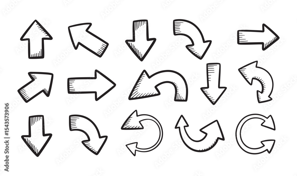 Hand-Drawn Arrow Icon Set – Doodle Style Directional Arrows Collection Hand-Drawn Arrow Icon Set – Doodle Style Directional Arrows Collection