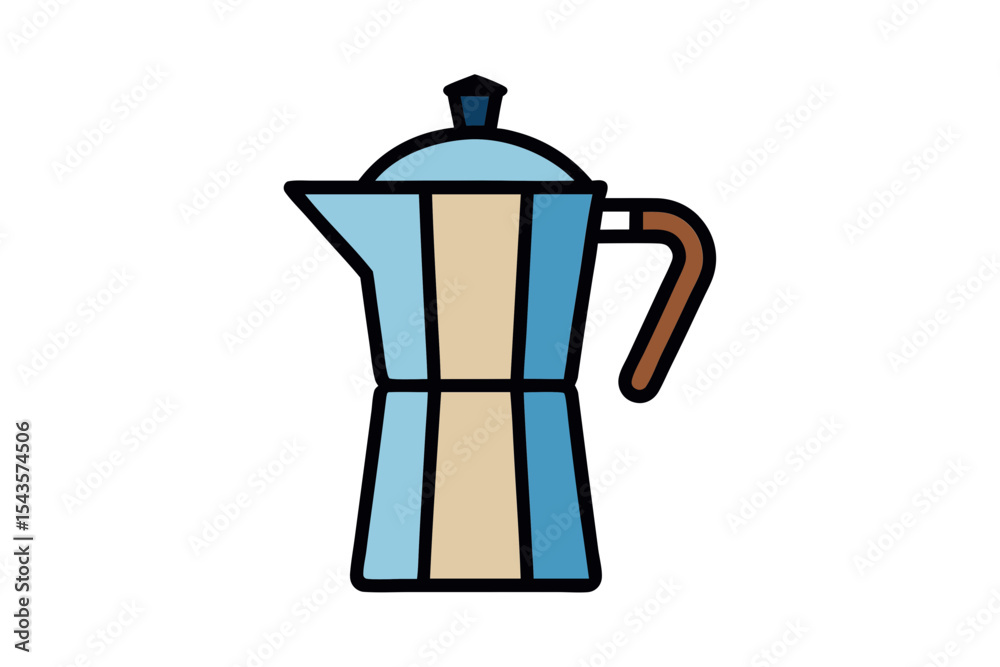 Obraz premium cafetiere italienne doodle style illustration vector art.