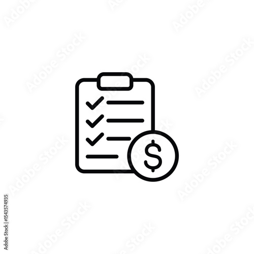Icon depicting a checklist with a dollar sign, symbolizing financial planning and expense tracking.
