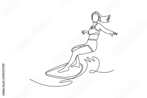 Holiday at the beach concept. Single line draw design. Vector graphic illustration