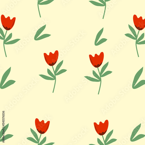Tulipany – wzór bezszwowy z kwiatami wiosennymi