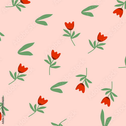 Tulipany – wzór bezszwowy z kwiatami wiosennymi