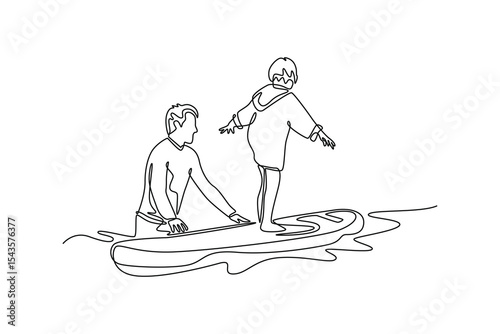 Holiday at the beach concept. Single line draw design. Vector graphic illustration