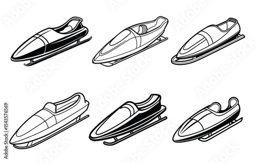 Snowmobile icons set