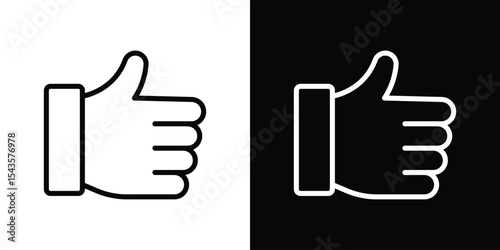 Thumb icon filled flat sign concept for web design.