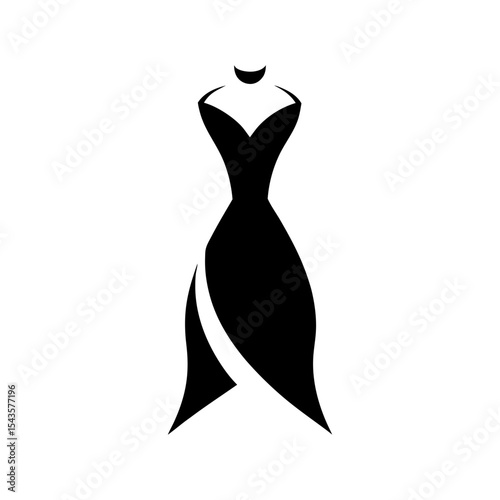 Stylish elegant dress icon logo for fashion boutique and clothing branding