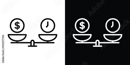 Time and money scale icon filled flat sign concept for web design.