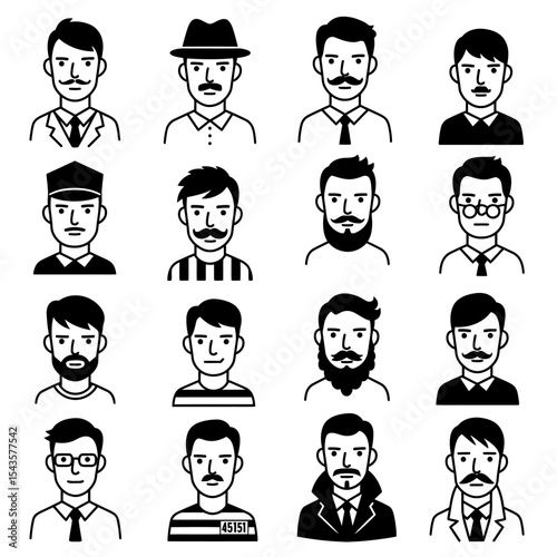 Diverse Collection of Male Faces Exploring Identity Through Hair Styles Facial Hair and Accessories In a Variety of Poses