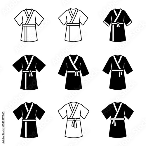 An Assortment of Traditional Japanese Garments Depicting a Variety of Styles and Colors Commonly Associated with Martial Arts Training
