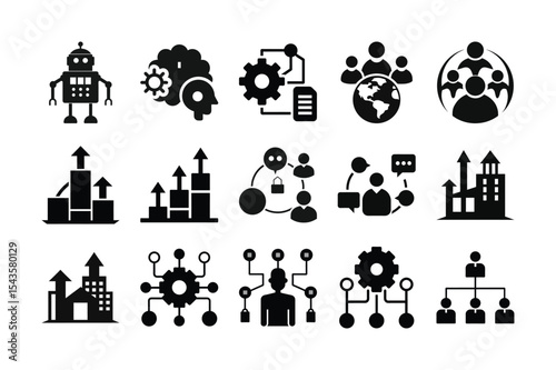 A versatile vector icon set of diverse people silhouettes and business characters