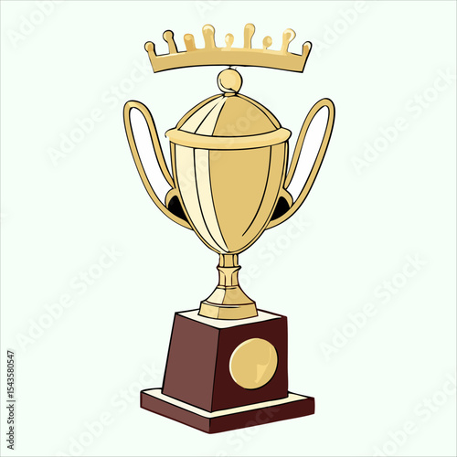 Golden Trophy of Success: A visually striking and professionally rendered illustration showcases a gleaming gold trophy, complete with a regal crown, symbolizing triumph and achievement.