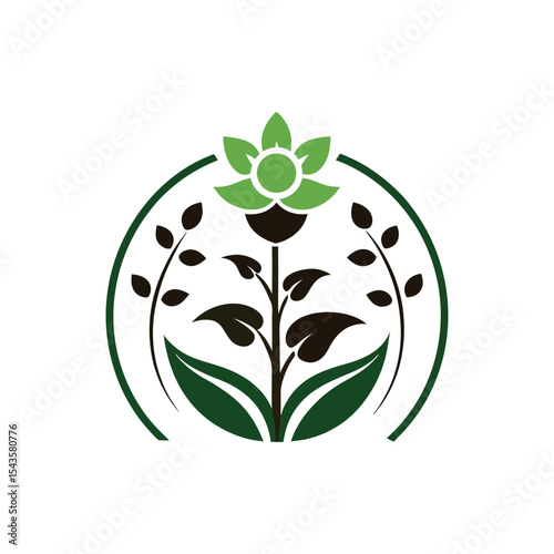 Elegant silhouette of a florist logo with flower