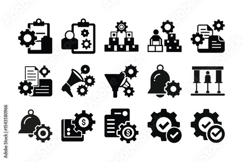Business vector icon set: diverse illustrations of people, money, computers, cars, and web symbols for service and internet design