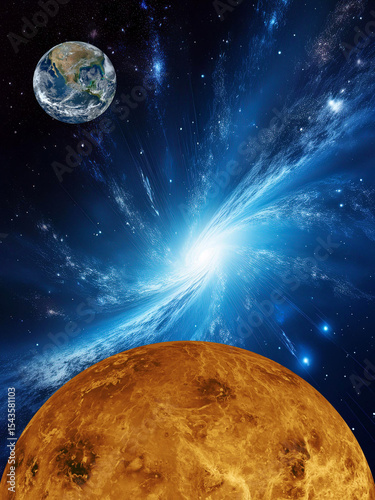 Fototapeta Naklejka Na Ścianę i Meble -  planet Venus, earth in space