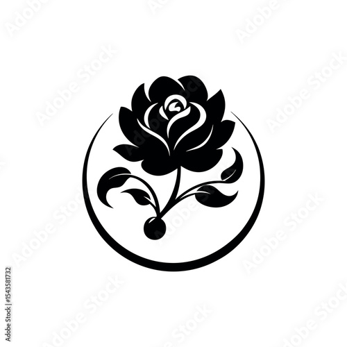 Elegant silhouette of a florist logo with flower