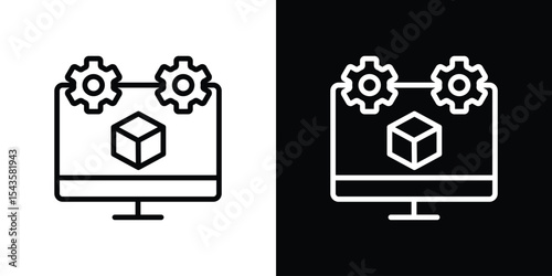 Virtual machine icon filled flat sign concept for web design.
