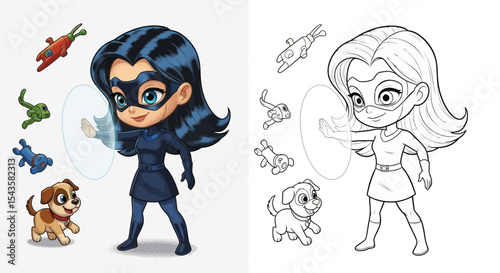 Chibi Invisible Woman Kid: Holding Glowing Invisible Force Field
