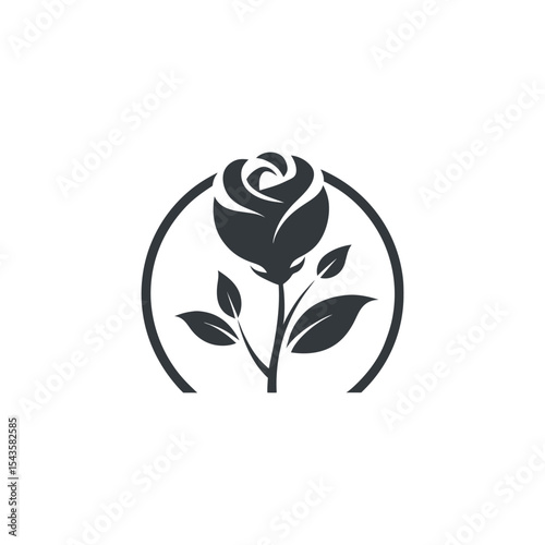 Elegant silhouette of a florist logo with flower