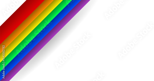 Rainbow Pride Flag at top left of background with space for your text Vector Illustration