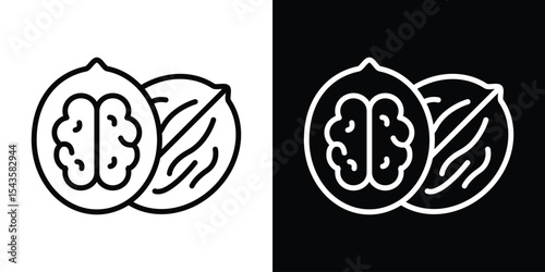 Walnut icon filled flat sign concept for web design.
